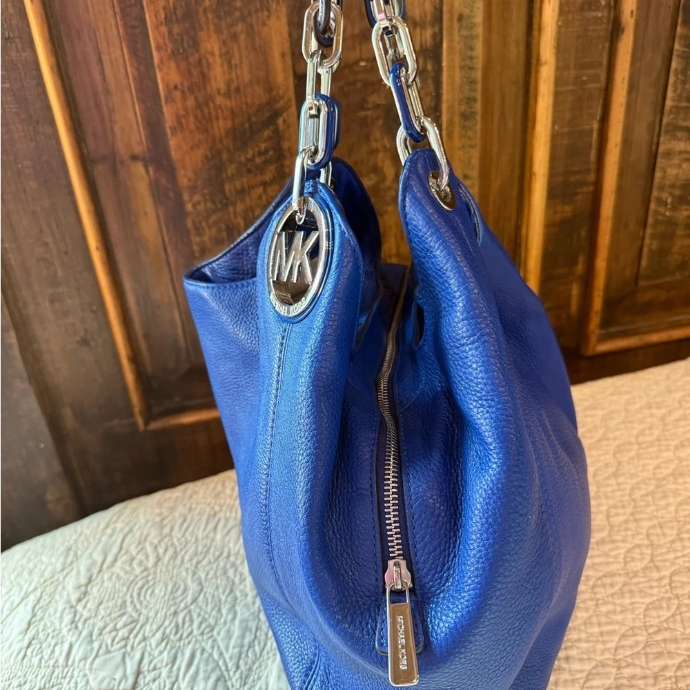 Michael Kors Royal Blue Hobo Bag with Chain Straps - Picture 3 of 8